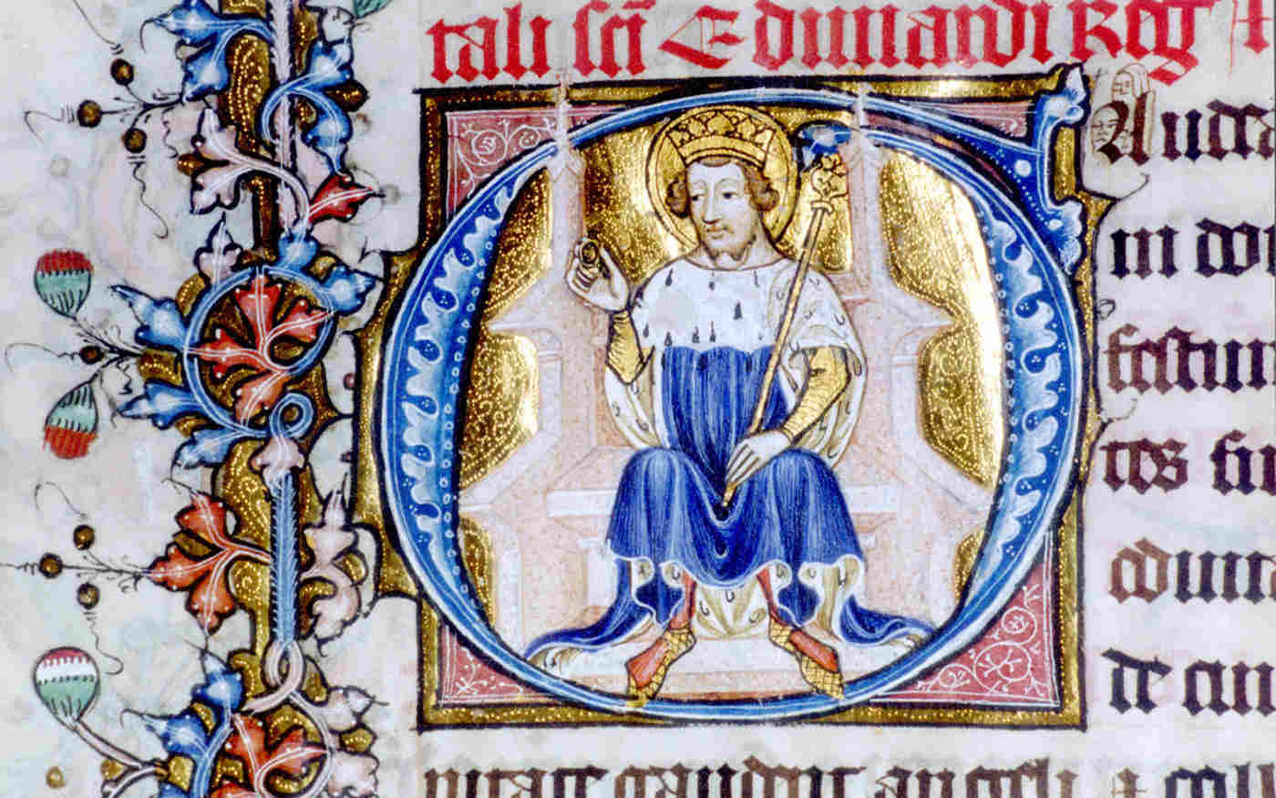 Photograph of St Edward the Confessor within the Litlyngton Missal