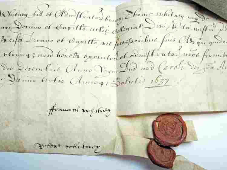Signatures and wax seals of Robert and Francis Whitney