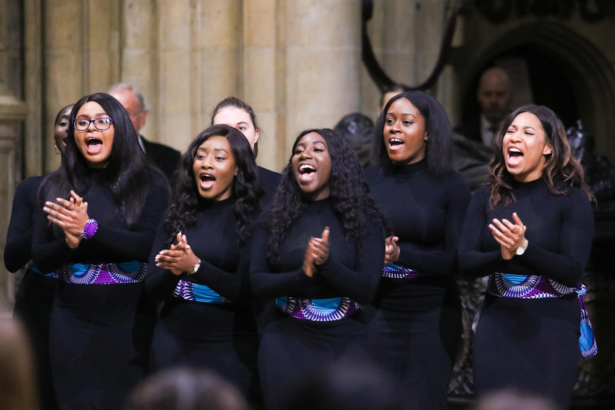 The Portsmouth Gospel Choir sings Bridge Over Troubled Water