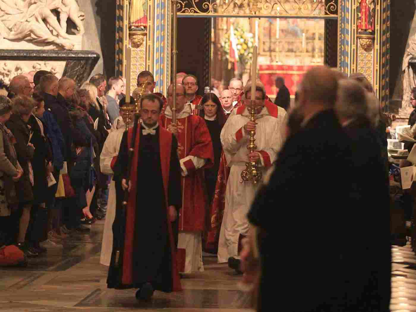 The procession moves through the nave at the end of the service