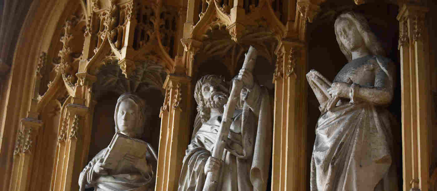 Photograph of three statute of saints within the Lady Chapel of Westminster Abbey