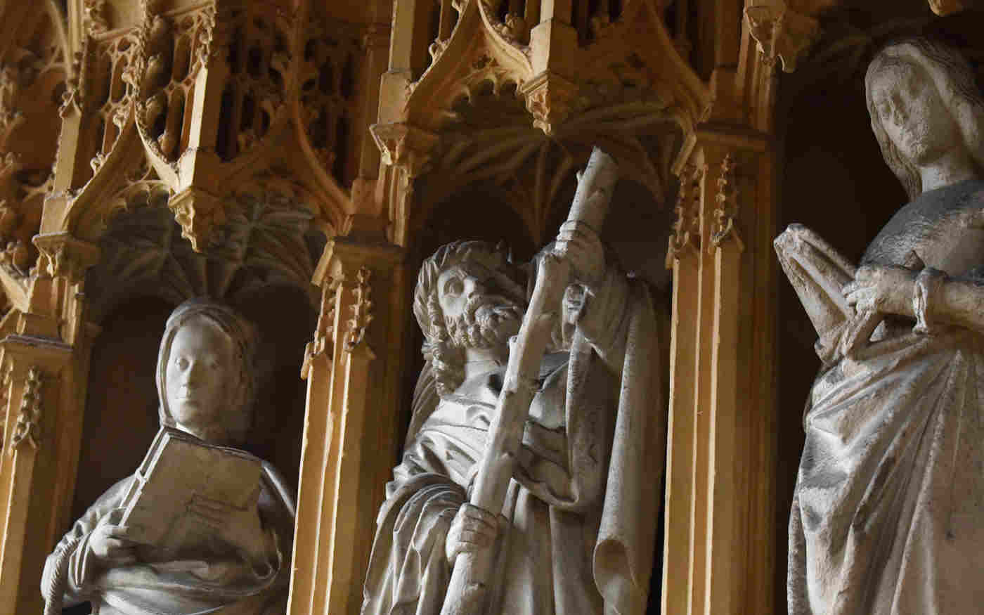 Photograph of three statute of saints within the Lady Chapel of Westminster Abbey