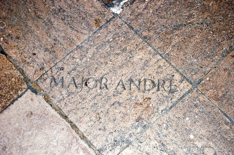 Small stone marking Major John Andre's grave, Westmisnter Abbey
