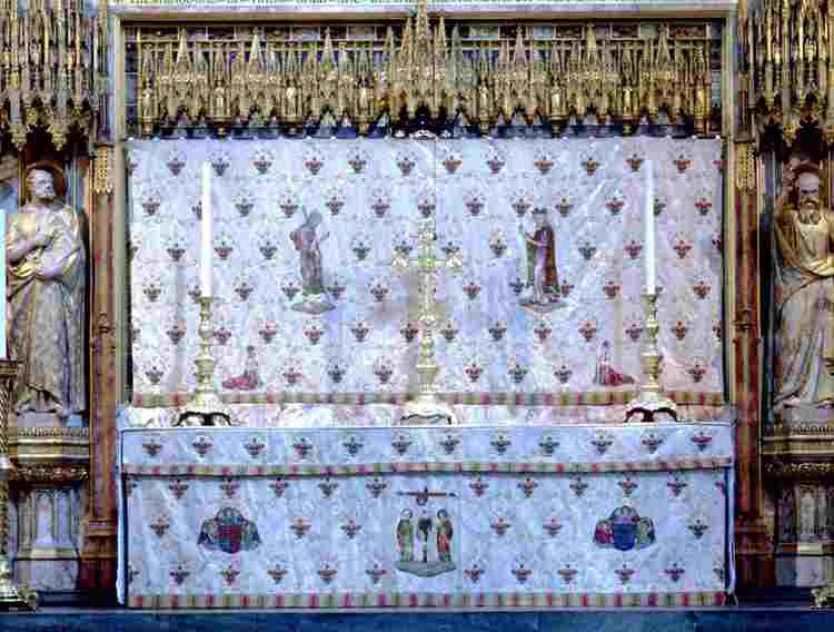 White altar hangings used on the High Altar of Westminster for the coronation of George V and Queen Mary