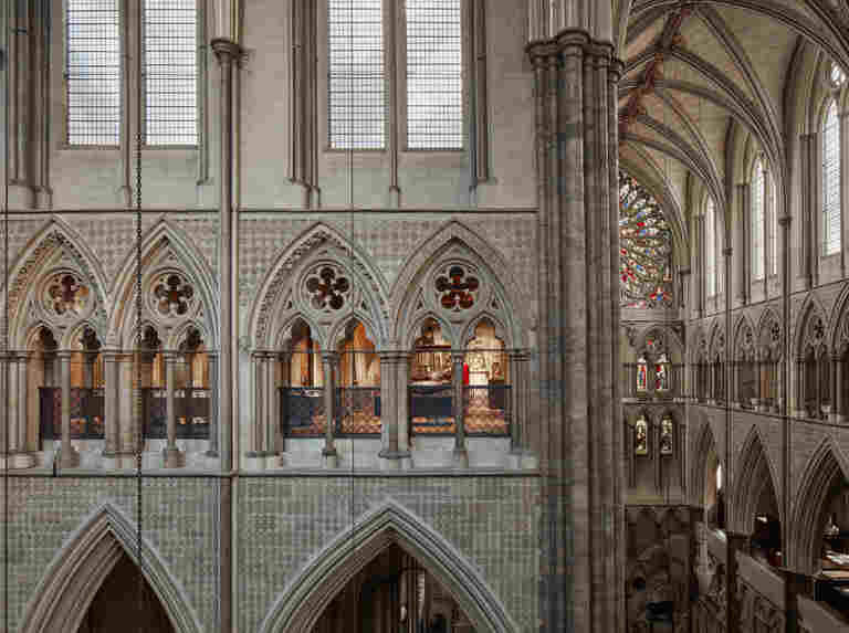 View down into Westminster Abbey from the Queen's Diamond Jubilee Galleries in the triforium