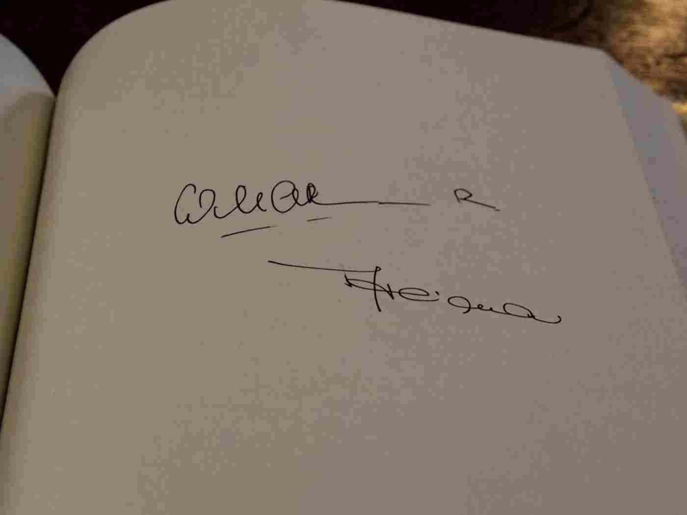 The signatures of the King and Queen in the Distinguished Visitors' Book