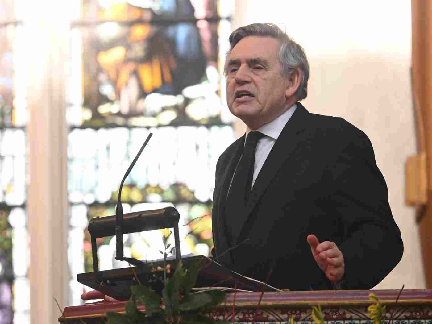 Gordon Brown speaking in St Margaret's Church