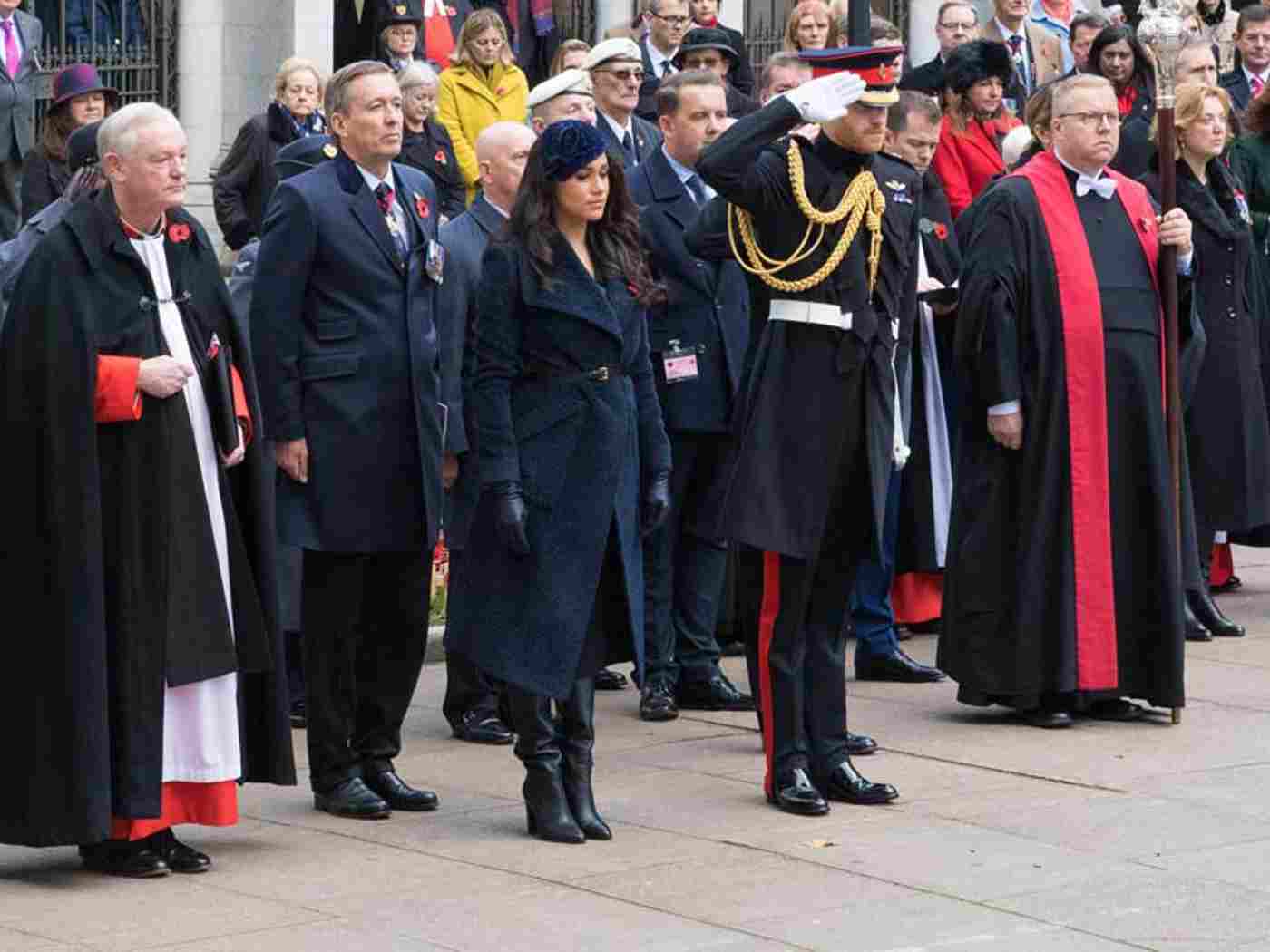 The Duke of Sussex salutes during the silence