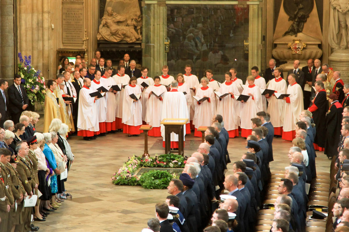 The Westminster Abbey Special Service Choir sings The Introit at A Service of Thanksgiving to Celebrate the Centenary of the Commonwealth War Graves Commission