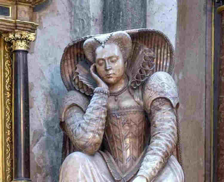 Photograph of Elizabeth Russell memorial in Westminster Abbey representing loss