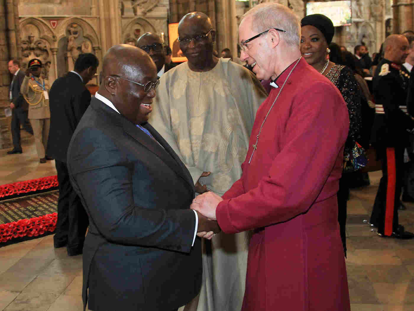 The President of the Republic of Ghana, Nana Akufo-Addo, with The Most Reverend and Right Honourable Justin Welby, Archbishop of Canterbury, Primate of All England and Metropolitan after the service
