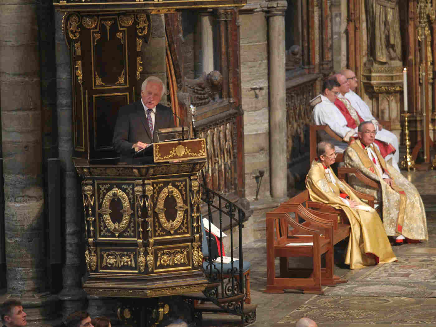 David Dimbleby, broadcaster, introduced an audio collage of Testimonies