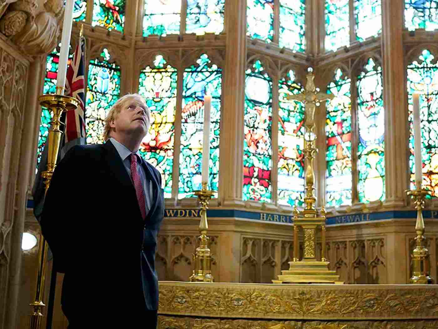 Prime Minister Boris Johnson in the RAF Chapel