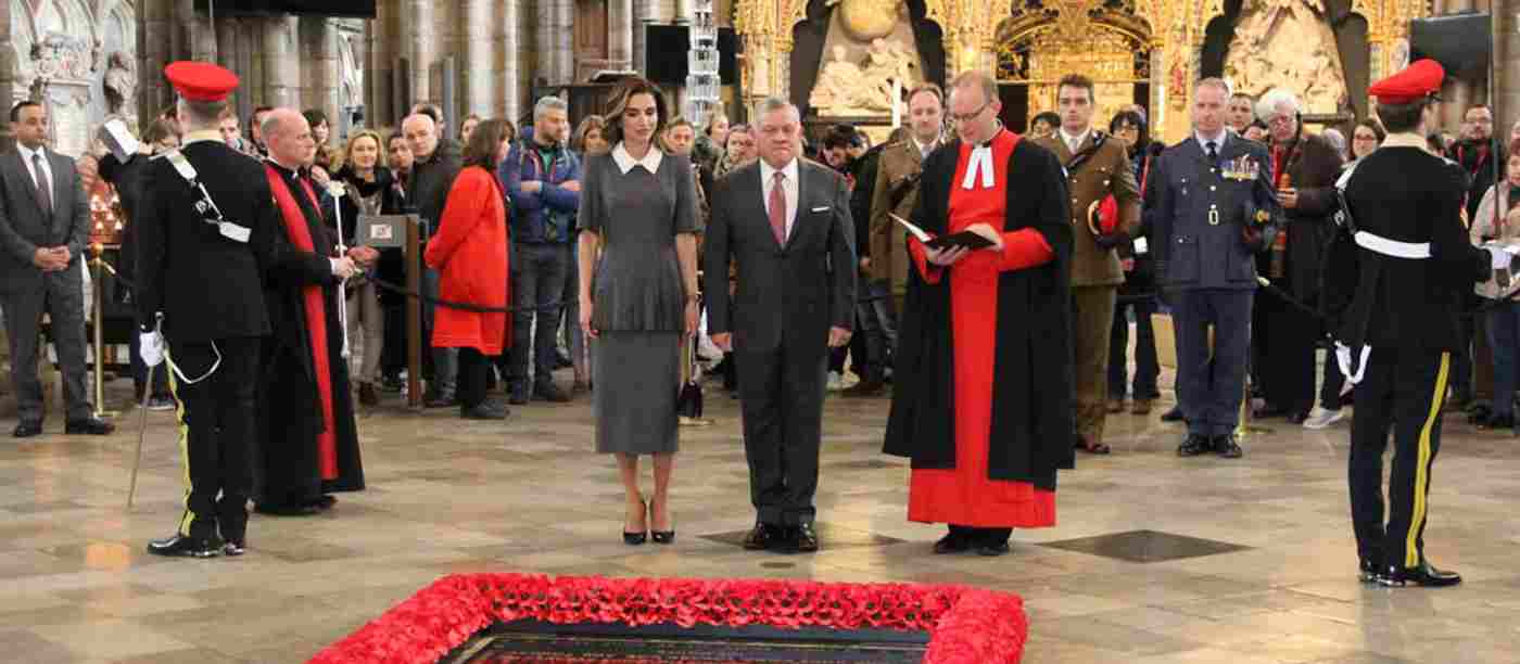King and Queen of Jordan visit Westminster Abbey