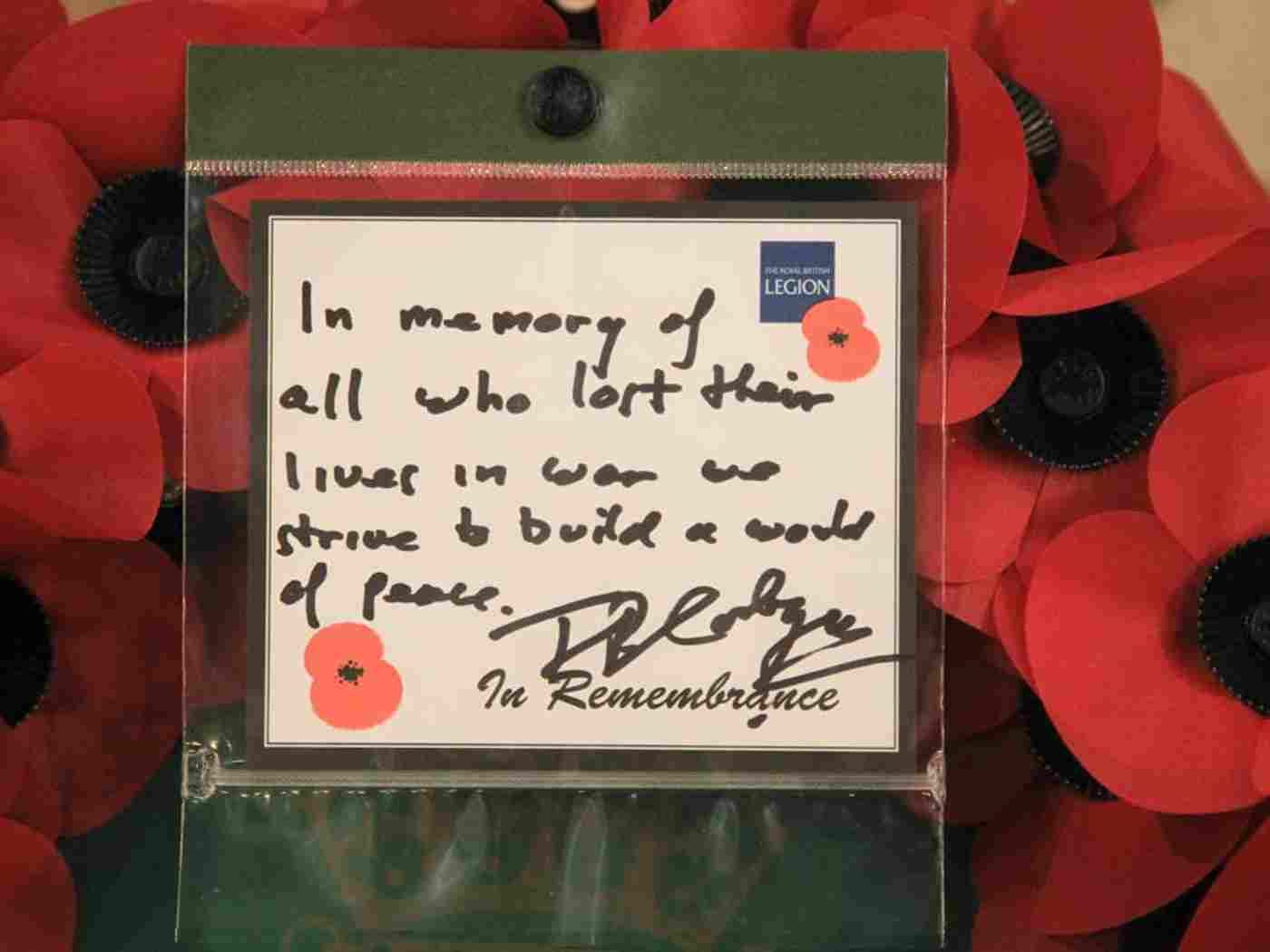 The wreath laid by Jeremy Corbyn