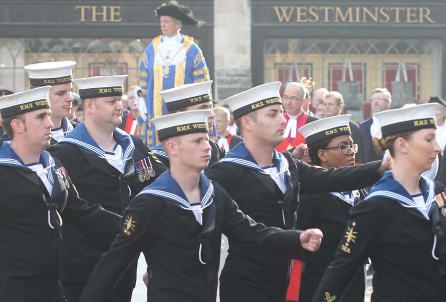 Sailors march past the Mayor of Westminster