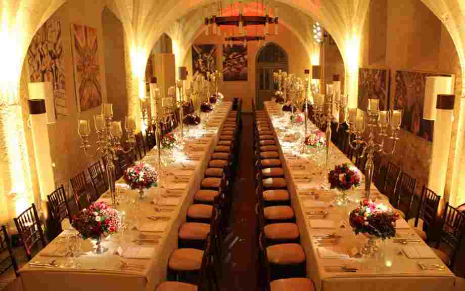 The Cellarium, Westminster Abbey, set out for a formal dinner