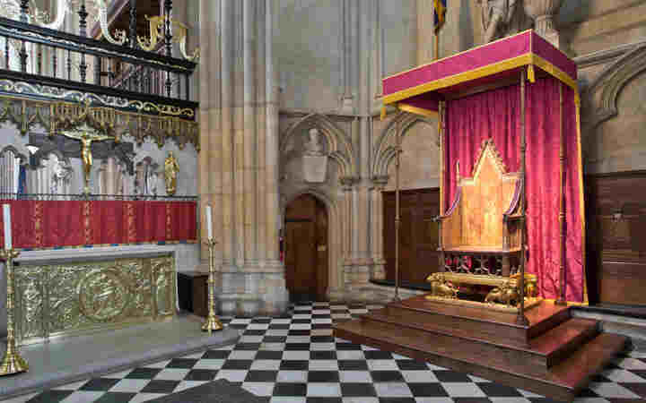 Photograph of the Coronation Chair in St George's Chapel in Westminster Abbey