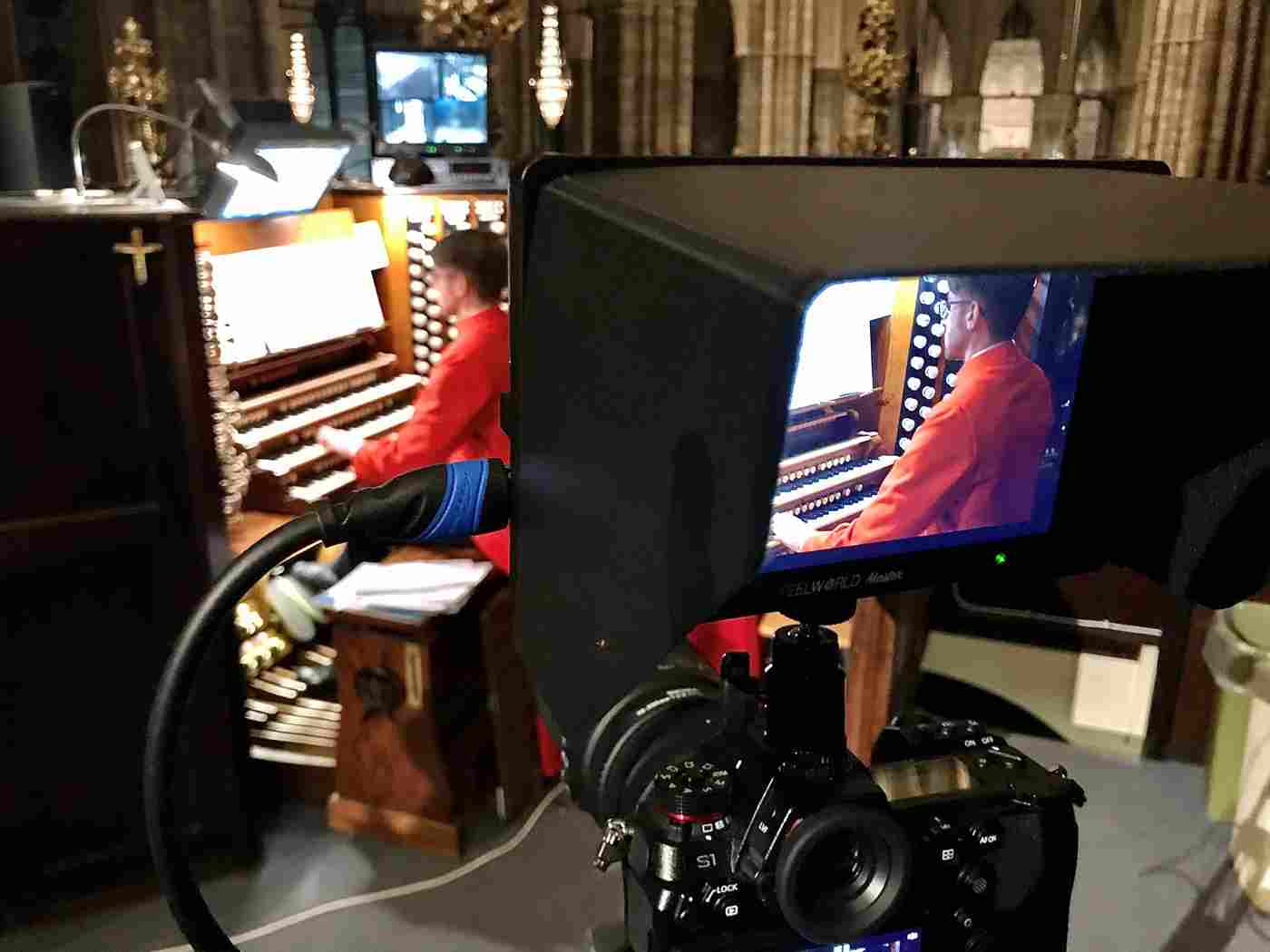 Sub-Organist Peter Holder prepares for the performance