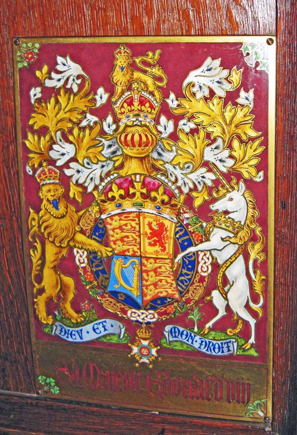 Plate showing coat of arms of Edward VIII