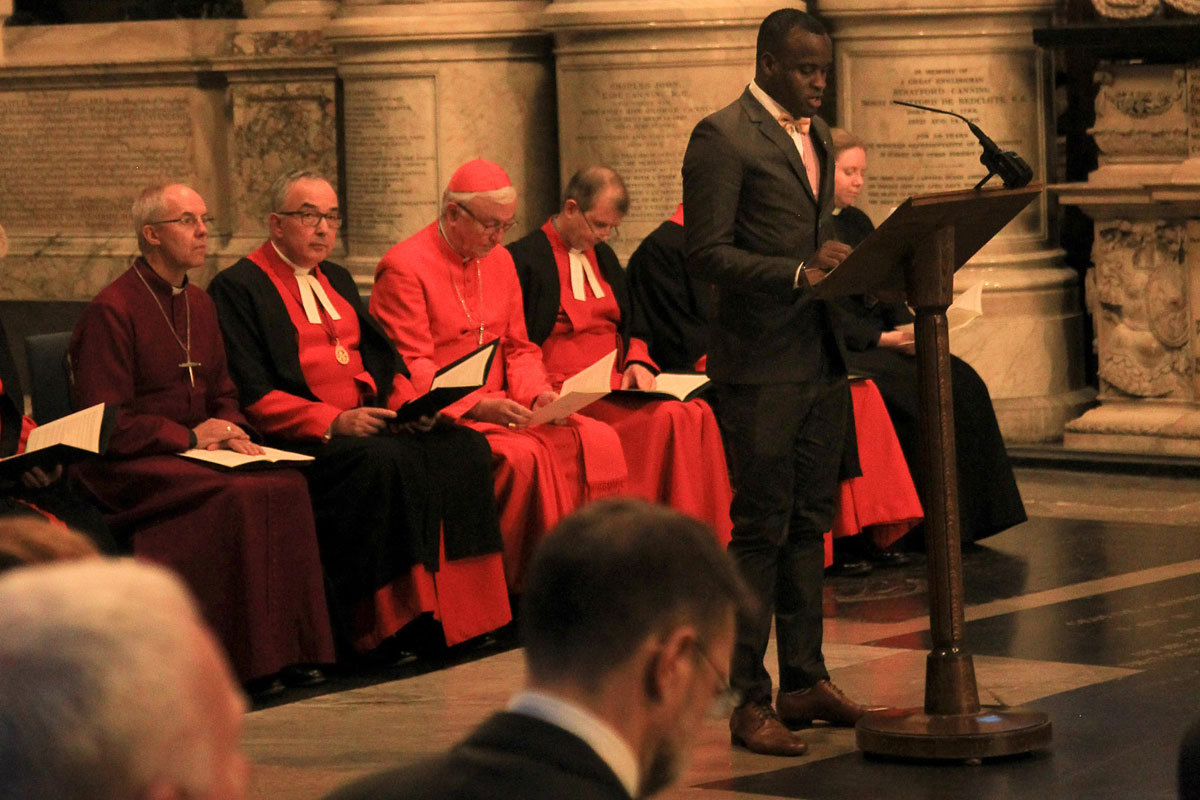 Al Bangura, professional footballer, survivor of modern slavery, and Sport for Freedom Ambassador, reads Galatians 3: 23-29