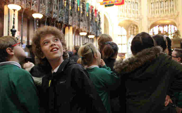 Photograph of KS2 students in Westminster Abbey