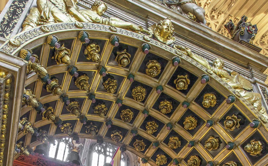 Elaborate decoration on the canopy of Mary Queen of Scots tomb