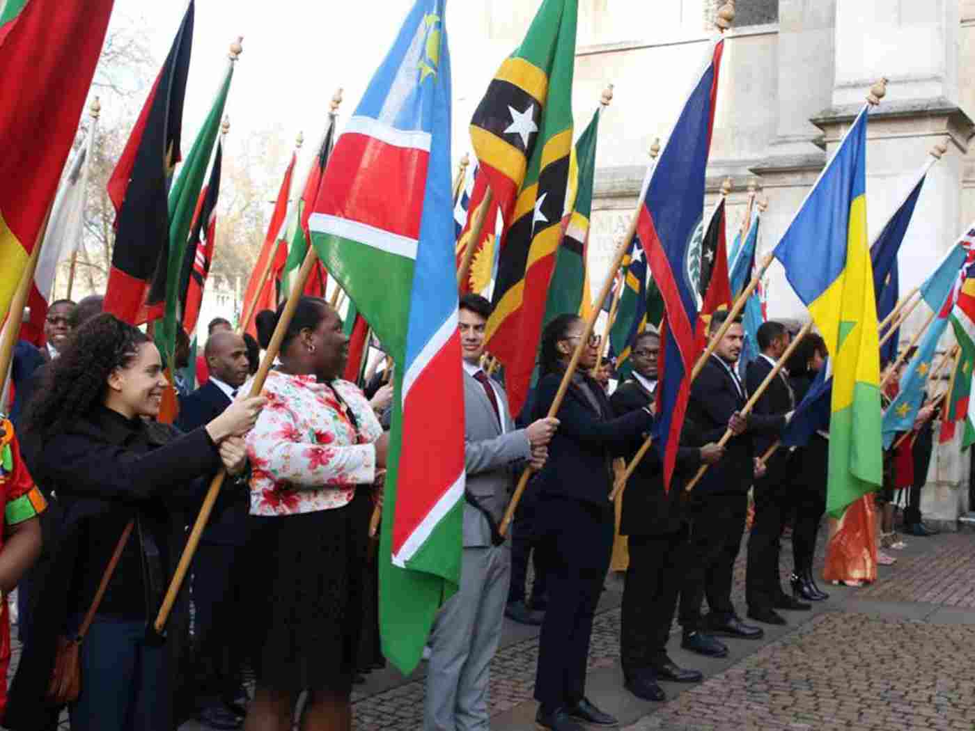 The Commonwealth Flag Bearers after the service
