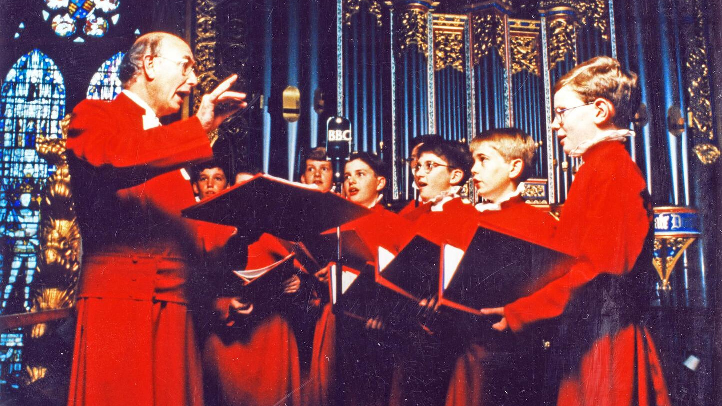 Martin Neary directing Choir boys during rehearsal