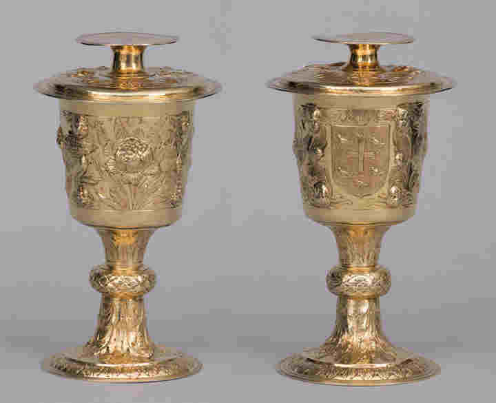Photograph of two ornate chalices representing the Christian Belief and Worship Virtual Classroom sessions