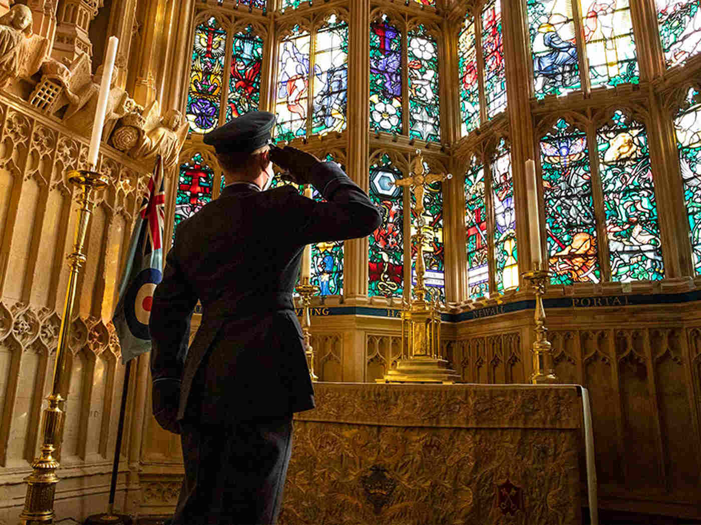 An RAF serviceman in the RAF Chapel