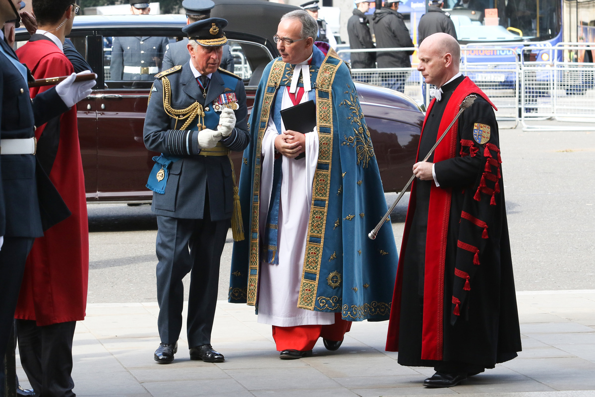 His Royal Highness The Prince of Wales attended A Service of Thanksgiving and Rededication to mark the 75th Anniversary of the Battle of Britain at Westminster Abbey on Sunday 20th September 2015