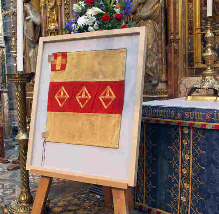 Framed flag of Sir Ernest Shackleton at 2016 service